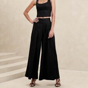 Banana Republic Linen Blend Pleated Palazzo Wide Leg Pants- Size 10 (NWT)